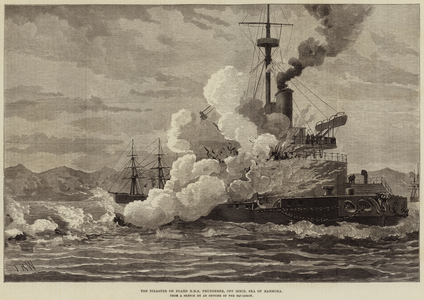 The Disaster on Board HMS Thunderer, off Ismid, Sea of Marmora (engraving)