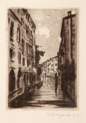 Venetian Canal (etching on white paper)