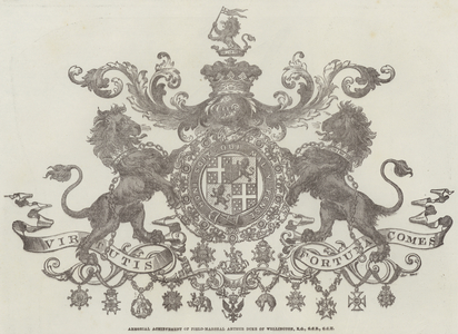 Armorial Achievement of Field-Marshal Arthur Duke of Wellington, KG, GCB, GCH (engraving)