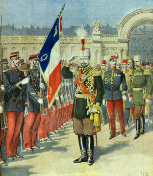 Ferdinand 1er roi de bulgarie est recu au palais de l'elysee , Paris 1896 (Engraving)