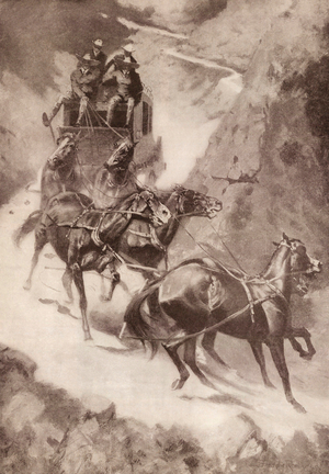 Amateur Rocky Mountain stage driving. Frederic Remington.