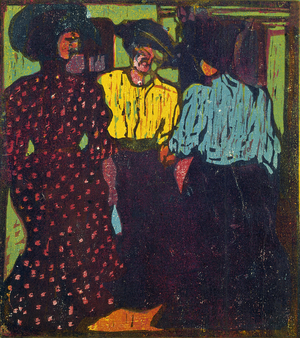 Three Women Talking, 1907 (woodcut in four colours)