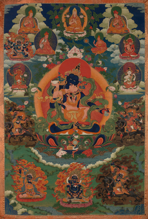 Guru Urgyen Dorje Chang, First Manifestation, 18th-19th century (Thangka: colours on cloth, cloth mountings, wooden dowels)