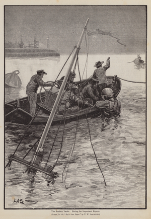 The Sunken Yacht, Diving for Important Papers (engraving)