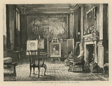 John Everett Millais at home (engraving)