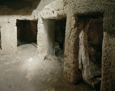 Vast burial place with many chambers underneath the Church of Gallicantu, the place of Peter's denial (photo)