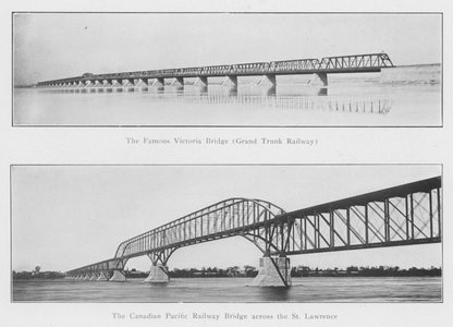 The Famous Victoria Bridge, Grand Trunk Railway; The Canadian Pacific Railway Bridge across the St Lawrence (b/w photo)