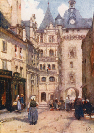 Porte Picoys, Loches (colour litho)