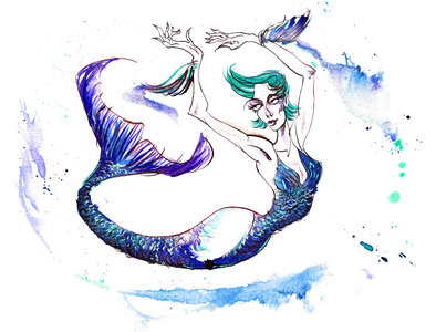 Signs of the Zodiac: 'Pisces swimsuit' from a series of fashion caricatures, one for each sign of the zodiac