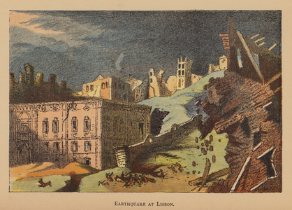 Earthquake at Lisbon (colour litho)