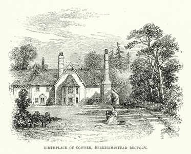 Birthplace of Cowper, Berkhampstead Rectory (engraving)