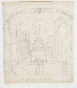 The Masque of Augurs, 1622 - Scene II: The College of Augurs, 1621-22 (graphite on paper)