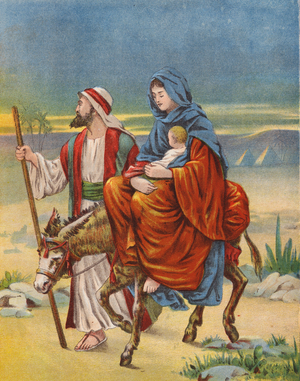 The Flight into Egypt (colour litho)