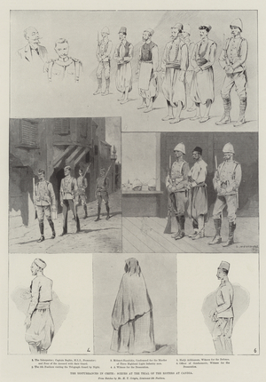 The Disturbances in Crete, Scenes at the Trial of the Rioters at Candia (litho)