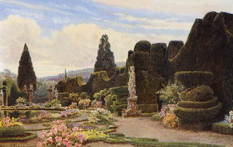Italian Gardens: The Parterre, Villa Garzoni (colour litho)