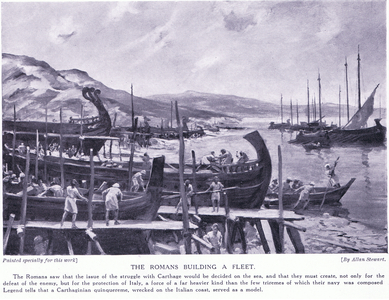 The Romans building a fleet