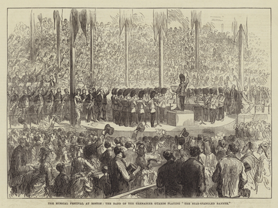 The Musical Festival at Boston, the Band of the Grenadier Guards playing "The Star-Spangled Banner" (engraving)