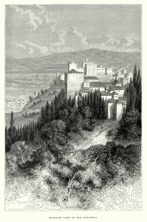 Exterior view of the Alhambra (engraving)