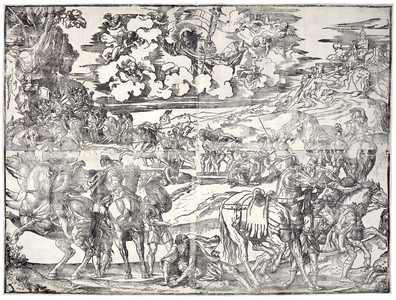 The Conversion of Saint Paul (Rosand & Muraro 16), circa 1515-20. (woodcut printed from four blocks on four joined sheets of paper, unframed)