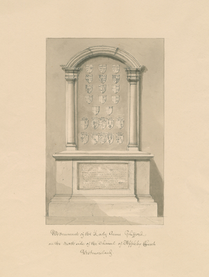 Westmorland - Appleby Church - Monument to Lady Anne Clifford: sepia drawing, 1800 (drawing)