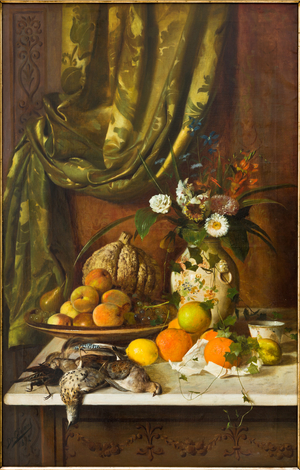Flowers, Fruit and Game (oil on canvas)
