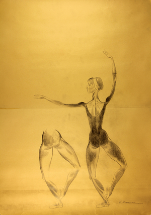 Prima Ballerina Natalia Bessmertnova, 1972 (pencil on paper)
