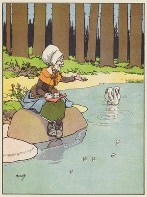 The swan would not come near (colour litho)
