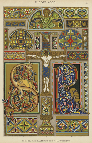 Middle Ages, Enamel and Illumination of Manuscripts (colour litho)