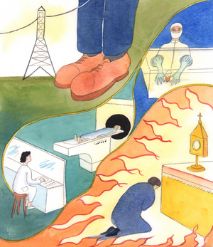 Whenever we know we are dealing with a powerful substance, we wisely change our behaviour, 2005 (w/c on paper)