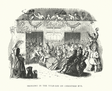 Bringing in the Yule-Log on Christmas Eve (engraving)