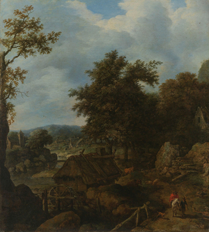 Swedish Landscape with a Water Mill, 1655 (oil on canvas)