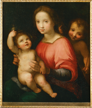 Saint Mary with child and young John Baptist … (painting on wood)