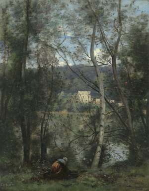 A Woman Gathering Faggots at Ville-d'Avray, c.1871-4 (oil on canvas)