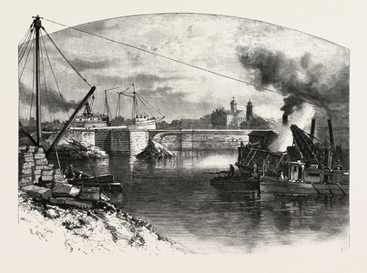 Old Acqueduct at Welland, Canada, Nineteenth Century Engraving