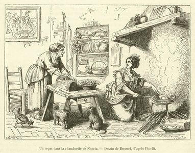 Un repas dans la chambrette de Nuccia (engraving)