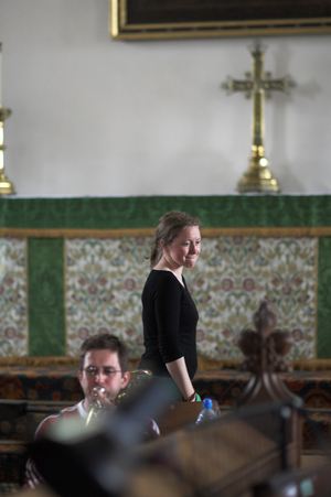 Emily Hall - British composer during rehearsal of the opera 'Sante' at Orford Parish Church, Aldeburgh Festival, 2006