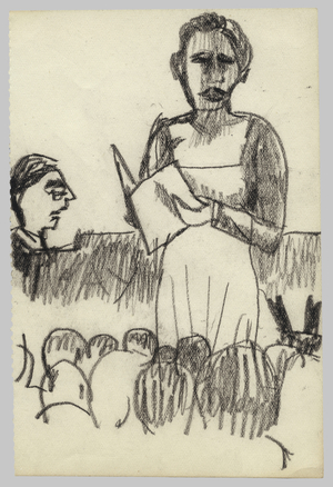 Singer at the Wigmore Hall, 1940s (crayon on paper)