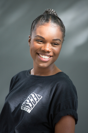 Tania Nwachukwu, English poet, with poet Rachel Long, founder of Octavia poetry collective, Edinburgh International book festival, August 2019 (photo)