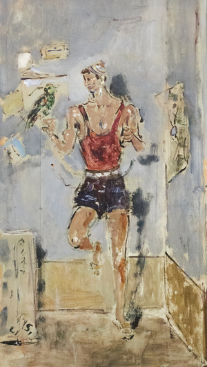 Boy with Coco, 1941 (oil on wood board)