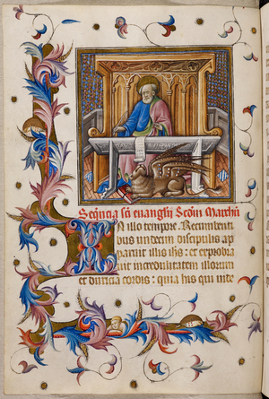 St Mark writing his Gospel