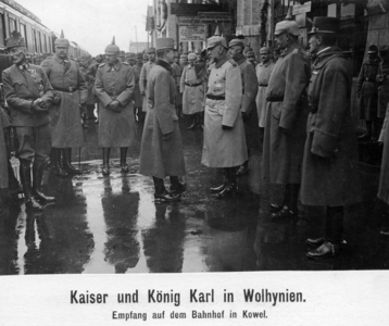 Emperor Charles I. in Wolhynien, 1917 (b/w photo)