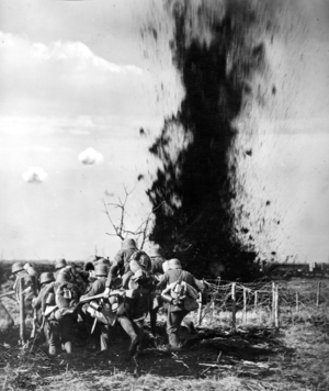 German shock troop attacks during the First World War (b/w photo)