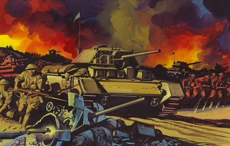 The Battle of El Alamein (gouache on paper)
