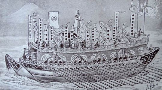 Engraving of a Shogun Warship, 19th century (engraving)