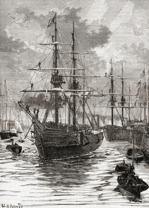 HMS Alert and HMS Discovery departing from Portsmouth, England 29 May 1875, at the start of The British Arctic Expedition of 1875-1876, led by Sir George Strong Nares.