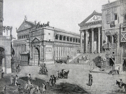 Engraving depicting Aternum, a Roman town, on the site of Pescara