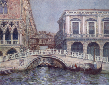 The Bridge of Sighs, and Straw Bridge (colour litho)