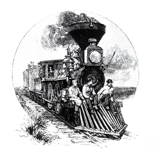 A train with a cowcatcher.