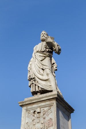Statue of St Peter by Bernini on Sant'Angelo Bridge, Rome, Italy (photo)