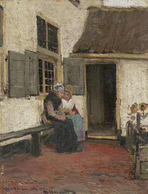 Neighborly Gossip, 1880 (oil on panel)